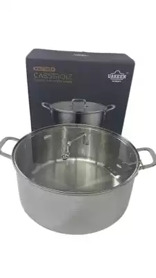 Кастрюля Uakeen VK-T2534, 13 л, 34 см, серебристая